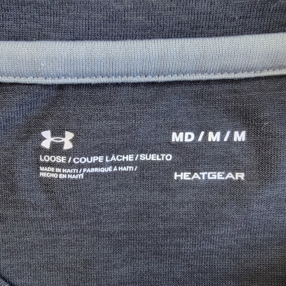 Under Armour Mens V-Neck T-Shirt HeatGear Gray Loose Fit Size Medium - Picture 5 of 9